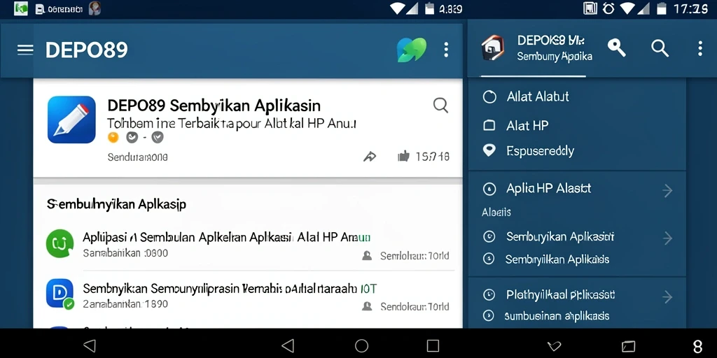 Tampilan antarmuka DEPO89 yang menunjukan proses menyembunyikan aplikasi.