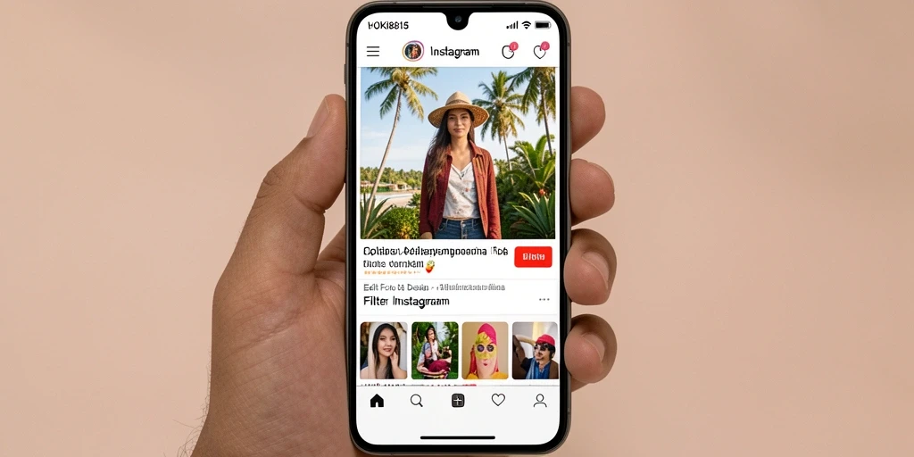 Tampilan antarmuka pengguna HOKI8815 untuk Filter Instagram.
