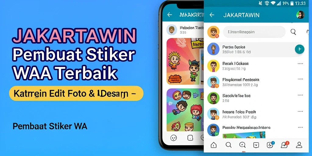 Antarmuka pengguna JAKARTAWIN untuk pembuatan stiker WA yang kreatif.