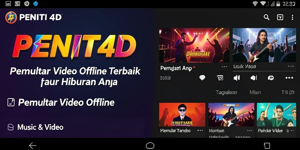 Antarmuka aplikasi PENITI4D yang sederhana dan fungsional untuk pemutar video offline.
