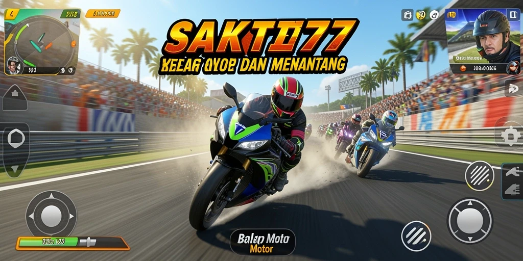 Tampilan antarmuka game Balap Motor SAKTI77 dengan grafik yang memukau.