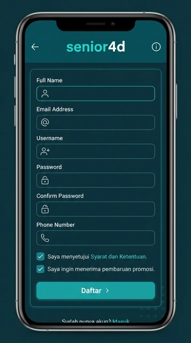 Panduan Registrasi Akun Baru senior4d untuk Pengguna Android